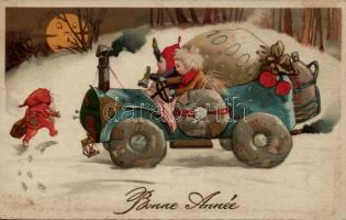 New Year, dwarf money tractor, litho (EK)