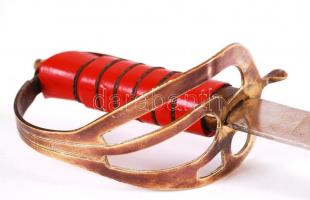 Indiai díszkard, acél penge, réz markolat, bársony borítású hüvelyben, sérült hüvely, h:93 cm