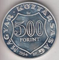 1994. 500Ft Ag "Kossuth Lajos" T:PP Dísztokban, tanúsítvánnyal.