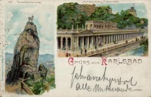 Karlovy Vary Mill Colonnade, Hirschensprung, litho (EK)