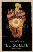 Conserves Le Soleil Malines; artist signed advertisement card