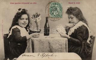 Girls, playing cards (fl)