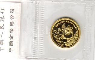 Kína 1991. 10Y "Panda" arany 1/10Oz. 3,1103g T:PP Csak 3500 db! RR!!