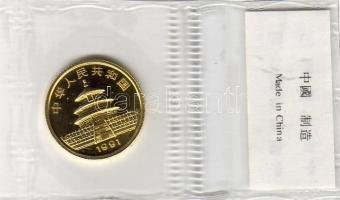Kína 1991. 10Y "Panda" arany 1/10Oz. 3,1103g T:PP Csak 3500 db! RR!!