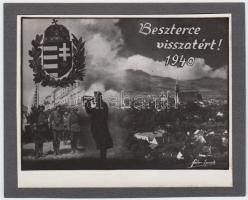 1940 Fotómontázs Beszterce visszatéréséről, 8x11 cm