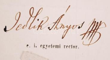 1864 Jedlik Ányos (1800-1895) végbizonyítványon lévő aláírása