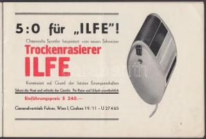 1955 Ausztria-Magyarország, osztrák meccsfüzet, sok képpel, 16×24 cm