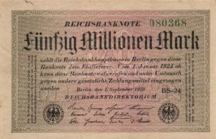 Német Birodalom / Weimari Köztársaság 1923. 50.000.000M (3x) + 1.000.000.000M + 100.000.000.000M T:I...