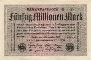 Német Birodalom / Weimari Köztársaság 1923. 50.000.000M (3x) + 1.000.000.000M + 100.000.000.000M T:I...