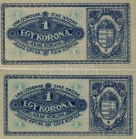 1920. 1K (2x) azonos "aa 014" sorozatból T:I