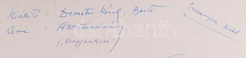 1950 Demeter Károly (1892-1983): Szégyenkező, vintage alkotás. Jelzett. Kartonon. / 
1950: Shy. Sign...