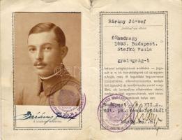 1939. Emléklap (fényképes), amely egyenruha és I. oszt. ezüst vitézségi érem viselésére jogosít fel