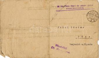 1939. "Felvidék visszacsatolása" emlékérem átadási kiértesítője személyre szólóan