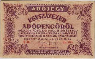 1946. 100.000Adóp. "Z" betűben látványos lemezhiba T:II