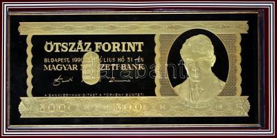 1990. 500Ft bankjegyveret aranyozott Ag (217,73g(7 uncia)/0.999/154x70mm) T:PP + 1990. 500Ft T:I díszkiadásban!
