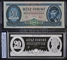 1975. 20Ft bankjegyveret Ag (7 uncia/0.999/154x70mm) T:PP + 1969. 20Ft T:I díszkiadásban! Csak 500 db!