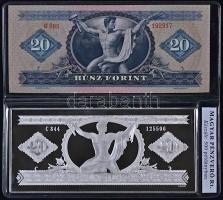 1975. 20Ft bankjegyveret Ag (7 uncia/0.999/154x70mm) T:PP + 1969. 20Ft T:I díszkiadásban! Csak 500 d...