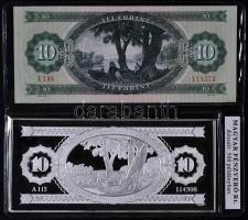 1975. 10Ft bankjegyveret Ag (7 uncia/0.999/154x70mm) T:PP + 1975. 10Ft T:I díszkiadásban! Csak 500 d...