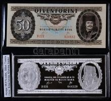1989. 50Ft bankjegyveret Ag (7 uncia/0.999/154x70mm) T:PP + 1989. 50Ft T:I díszkiadásban! Csak 500 db!