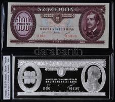 1995. 100Ft bankjegyveret Ag (7 uncia/0.999/154x70mm) T:PP + 1995. 50Ft T:I díszkiadásban! Csak 500 db!