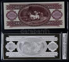 1995. 100Ft bankjegyveret Ag (7 uncia/0.999/154x70mm) T:PP + 1995. 50Ft T:I díszkiadásban! Csak 500 ...