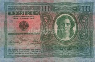 1912. 100K piros "Deutschösterreich" felülbélyegzéssel T:III