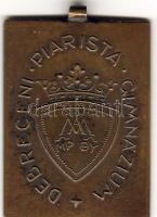 cca 1900. "Debreceni Piarista Gimnázium" szögletes bronz emlékérem T:2