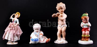 4 db figurális porcelán, három sérült