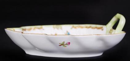 Herendi Viktória mintás leveles kínáló, jelzett, hibátlan, kézzel festett, 20×17 cm