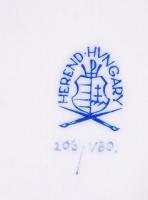 Herendi Viktória mintás leveles kínáló, jelzett, hibátlan, kézzel festett, 20×17 cm