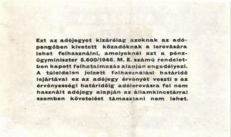 1946. 100.000AP hiányzó hátlapi alapnyomattal! + 1.000.000AP hátlapon felfelé csúszott nyomattal T:I...