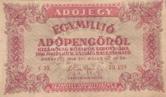 1946. 100.000AP hiányzó hátlapi alapnyomattal! + 1.000.000AP hátlapon felfelé csúszott nyomattal T:I...