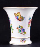 Herendi Viktória mintás váza, kézzel festett, jelzett, hibátlan, m:14 cm
