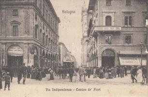 Bologna Independence street, tram, central bar