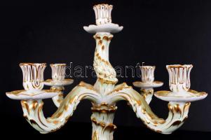 Herendi Viktória mintás ötágú gyertyatartó pár, kézzel festett, jelzett, hibátlan, ritka, m:47 cm, s...