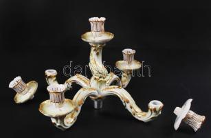 Herendi Viktória mintás ötágú gyertyatartó pár, kézzel festett, jelzett, hibátlan, ritka, m:47 cm, s...