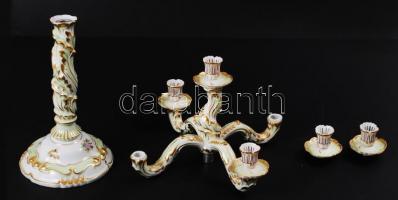 Herendi Viktória mintás ötágú gyertyatartó pár, kézzel festett, jelzett, hibátlan, ritka, m:47 cm, s...