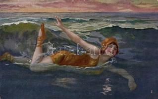 Swimming lady, artist signed