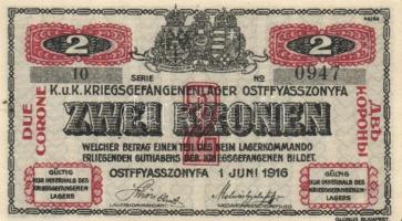 Ostffyasszonyfa / hadifogolytábor 1916. június 1. 2K arab sorozat és sorszámmal T:I