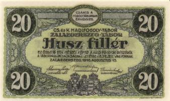 Zalaegerszeg / hadifogolytábor 1916. június 1. 20f arab sorozat és sorszámmal T:I 