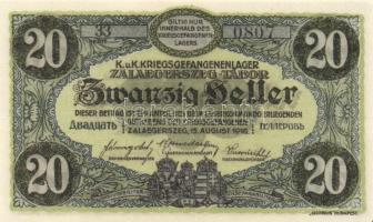 Zalaegerszeg / hadifogolytábor 1916. június 1. 20f arab sorozat és sorszámmal T:I