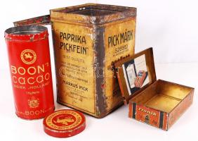 3db reklámos fémdoboz, különböző méretben, kopottas állapotban