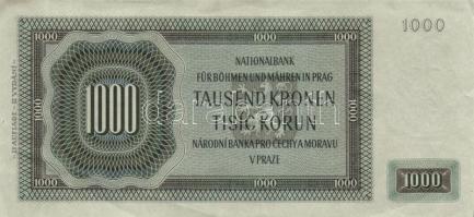 Német 3. Birodalom/Cseh-Morva Protektorátus 1942. 1000K T:II(szamárfülek, hajtatlan)
German Third Re...