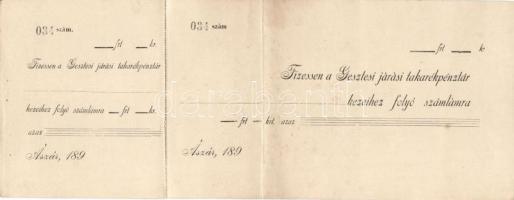 Ászár ~1890. Gesztesi Járási Takarékpénztár kitöltetlen váltója T:II