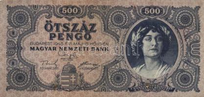 1945. 500P (10x) mindnél "P" betű helyett magyar "N" betű T:III,III-