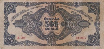 1945. 500P (10x) mindnél "P" betű helyett magyar "N" betű T:III,III-