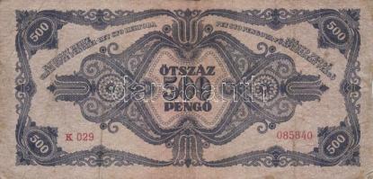 1945. 500P (10x) mindnél "P" betű helyett magyar "N" betű T:III,III-