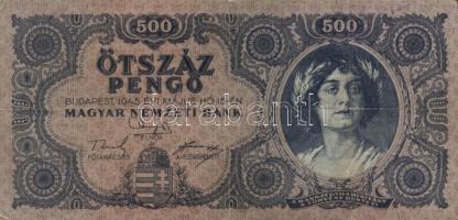 1945. 500P (10x) mindnél "P" betű helyett magyar "N" betű T:III,III-
