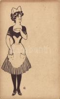 Maid, Kner Izidor postcard s: Geiger R.