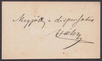 Gróf Csáky Károly (1873-1945), lovassági tábornok névjegykártyája és aláírása